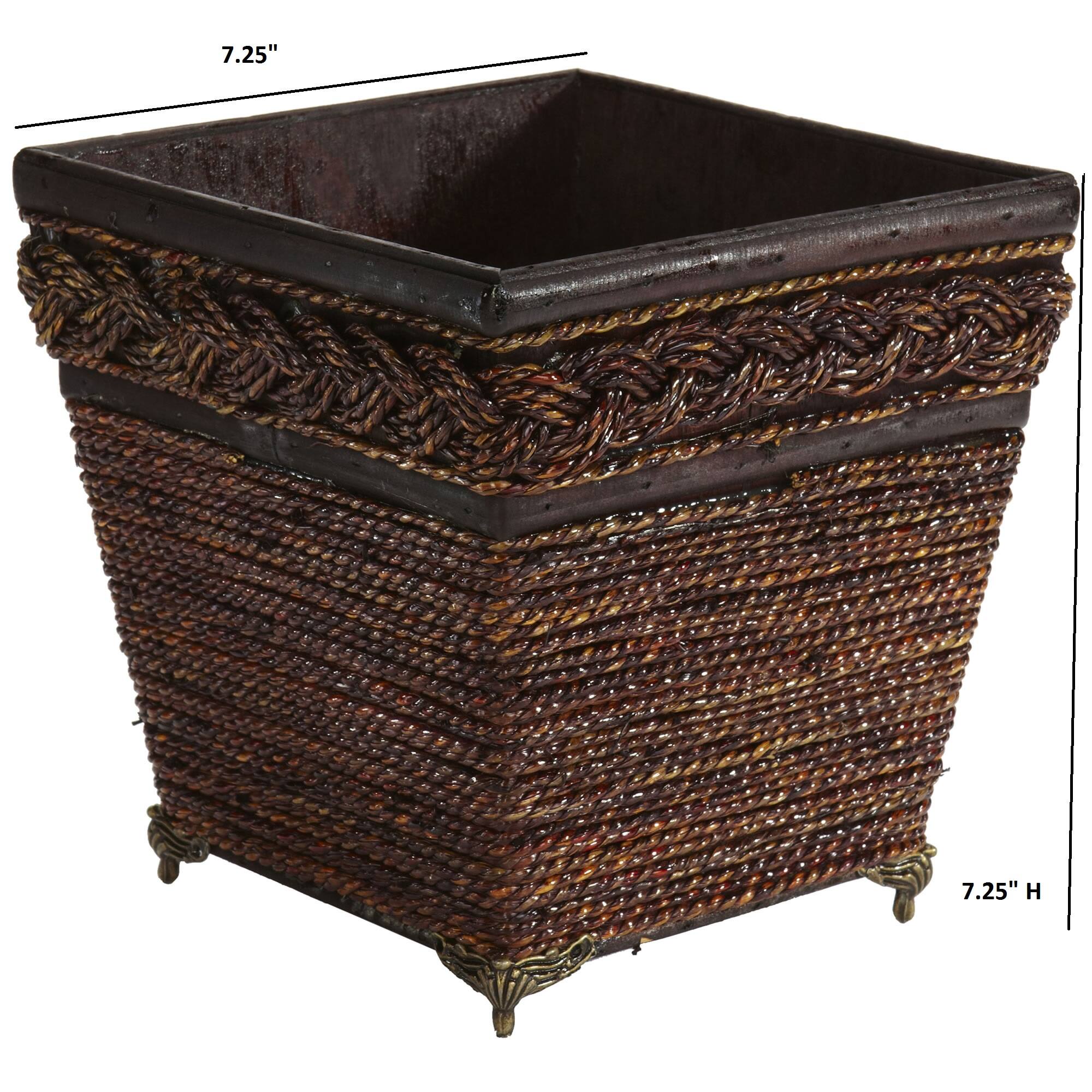 7.25" Lacquered Coiled Rope Decorative Planter